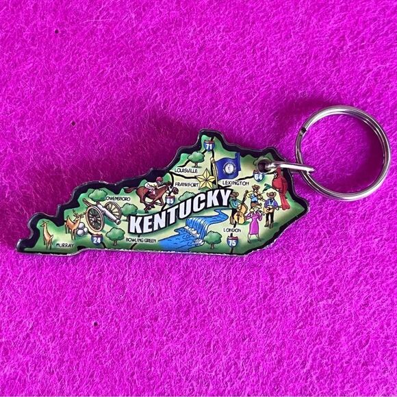 Vintage Acrylic Kentucky Keychain 90s - Picture 1 of 5